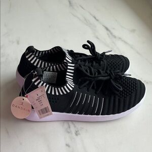 Danskin Black Knit Sneakers with White Soles